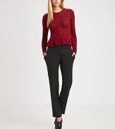 An impeccably-tailored straight leg silhouette articulated in lightweight stretch wool.Tab-front waistBelt loopsZip-flySlash pocketsPleated legsBack welt pocketsRise, about 9Inseam, about 3096% wool/4% elastaneDry cleanImported of Italian fabricModel shown is 5'10 (177cm) wearing US size 4.