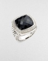 From the Albion Collection. A classic Yurman design, offering a faceted cushion of dramatic black onyx, framed in diamonds, on a split cable band of sterling silver.Diamonds, 0.48 tcw Black onyx Sterling silver About ½ square Imported