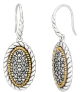 A shapely mix of sparkle and shine. Genevieve & Grace's oval-shaped drop earrings are crafted from sterling silver and 18k gold over sterling silver with glittering marcasite accents. Approximate drop: 1-1/2 inches.