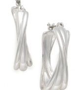 Overlapping hoops blend seamlessly on these sophisticated earrings from Charter Club. Crafted in silver tone mixed metal. Approximate drop: 9/10 inch.