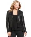 Add a touch of luxe to your look with MICHAEL Michael Kors' plus size jacket, flaunting a leather front!