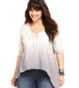 Shades of cool: American Rag's ombre plus size top, punctuated by an asymmetrical hem.