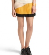 Add a graphic appeal to your fall look with this brightly colorblocked Bar III pleated mini skirt -- perfectly paired with oxfords or booties!