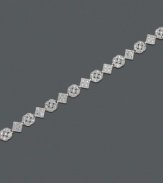 A geometric masterpiece, this vintage-inspired tennis bracelet is crafted from 18k gold over sterling silver with just the right amount of diamond accents. Approximate length: 7 inches.