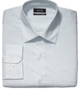 Follow the lines. You never go wrong at the office with this crisp striped shirt from Alfani.