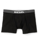 Essential boxer briefs with a logo and elastic waistband.