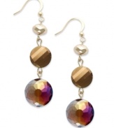 A triple-drop silhouette gleams with luminous glass and plastic beads on these linear earrings from Style&co. Crafted in bronze gold tone mixed metal. Approximate drop: 2-1/8 inches.