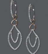 Luxurious links. EFFY Collection's stunning cut-out drop earrings are set in 14k rose gold and 14k white gold, while round-cut diamonds dust the surface (1/2 ct. t.w.). Approximate drop: 1-9/16 inches.