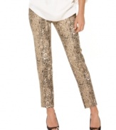 Reptilian appeal. A subtle snakeskin print in a soft neutral adds a slimming effect to these cropped pants from Vince Camuto.