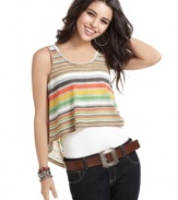 American Rag's high-low striped tank has a 1970's vibe that always looks chic. Pair it with flared jeans and boots for an outfit that never goes out of style!