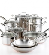 Copper and aluminum come together for professional performance that will cover the range of your cooking needs. Made from 18/10 stainless steel, this set delivers quick and even heat delivery for taste-perfect results, plus a dishwasher-safe construction that makes clean-up fast and easy. Lifetime warranty.  Qualifies for Rebate