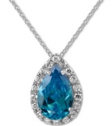 A sparkling sensation. B. Brilliant's pretty pear-cut London blue cubic zirconia is encircled by clear cubic zirconias (5-1/2 ct. t.w.) and set in sterling silver. Approximate length: 18 inches. Approximate drop length: 3/4 inch. Approximate drop width: 1/2 inch.