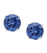 Celebrate your favorite month of the year with these December birthstone earrings by CRISLU. Stud earrings feature round-cut, blue topaz-colored cubic zirconias (3 ct. t.w.) set in sterling silver with a platinum finish. Approximate diameter: 1/4 inch.