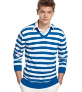 This nautical-striped sweater from Kenneth Cole Reaction is a seaworthy addition to your spring style.