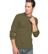 Under, over or alone, this thermal raglan shirt from Club Room is the perfect versatile basic.