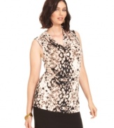 Flauniting an embellished print, Alfani's sleeveless plus size top is a perfect partner for your neutral bottoms.