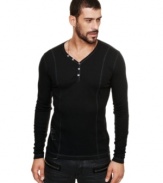 Cut a striking look with this henley shirt from Marc Ecko Cut & Sew.