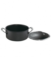 A must-have for any busy chef, this durable and versatile sauce pan ushers superior convenience into your kitchen by coupling a hard-anodized exterior with a nonstick dishwasher-safe finish that lasts and lasts and lasts. Cook a perfect meal and then clean up quick with no hassle! Lifetime warranty.