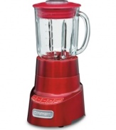 The stunning retro red speaks for itself, creating a bright and lively atmosphere in a kitchen full of style. A high-powered motor couples with a sturdy die-cast metal housing and 48-ounce glass carafe to bring your kitchen right into the mix of things. 3-year warranty. Model SPB-600MR.