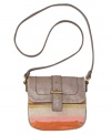 Go boho beautiful with a subtly striped bag from Fossil. Nature-inspired hues decorate this leather flap bag for an easy going city-chic style.