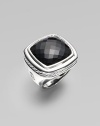 From the Albion Collection. Elegantly faceted black onyx sits within a smooth setting and band of sterling silver with rich rope-textured detailing. Black onyx Sterling silver About 1 square Imported