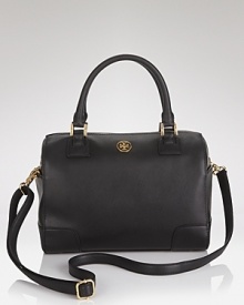 Perfectly proportioned in rich saffiano-finished leather. Tory Burch's classic satchel defines obsession with it's polished yet day-right allure.