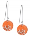 Citrus color for the season. Kenneth Cole New York's orange resin drops are embellished with sparkling crystal accents. Set in silver tone imitation rhodium. Approximate drop: 2 inches.