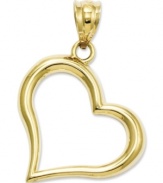 Sweetly symbolic. This cute cut-out  heart charm is crafted in polished 14k gold. Chain not included. Approximate length: 1 inch. Approximate width: 3/4 inch.