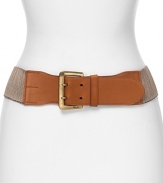 Put the final touch on your look with considered accessories like this elastic and leather belt from Lauren by Ralph Lauren.