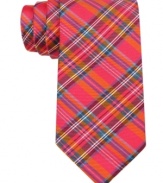 Classic plaid goes modern with this Tommy Hilfiger silk tie.