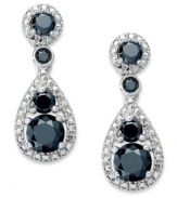 A drop of color emboldens any look. Round-cut black diamonds (1-1/2 ct. t.w.) are showcased on these dazzling sterling silver drop earrings. Approximate drop: 3/4 inch.