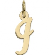 The perfect gift for Isabelle. This polished I initial charm features a pretty, small script design in 14k gold. Chain not included. Approximate length: 7/10 inch. Approximate width: 3/10 inch.