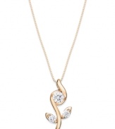 Sparkle reminiscent of springtime. Sirena's stunning pendant looks like a glowing vine adorned with round-cut diamonds (1/4 ct. t.w.). Set in 14k rose gold. Approximate length: 18 inches. Approximate drop: 3/4 inch.