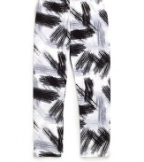 THE LOOKElastic waistbandAllover abstract printTHE MATERIAL97% polyester/3% spandexCARE & ORIGINMachine washMade in USA