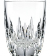 The spark of something stunning. Firelight double old-fashioned glasses from Lenox are marked by flame-inspired cuts in sheer crystal that's both dazzling and durable.