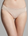 Lace lends feminine appeal to these bikini briefs from Wacoal.