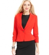 This bright red blazer from DKNY Jeans heats up any ensemble. Pair it with a pencil skirt or a dress for a bold take on polished dressing.