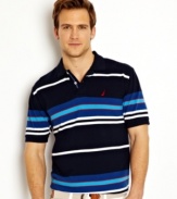 Prep yourself for lightweight style this season with this striped polo shirt from Nautica.