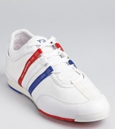 An updated Adidas style, with the classic triple stripe accent rendered in red, white and blue.