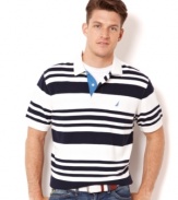 Time to add some preppy style to your wardrobe. This striped polo from Nautica is just what you need to polish up your casual look.