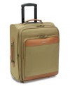 A perfect piece for the modern road warrior, the Hartmann carry-on suitcase combines exceptional craftsmanship with top-flight travel features, including an expandability option to provide a full two-inches of extra packing space. Full warranty.