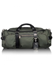 Time to travel... and relax! The unstructured styling of this rugged duffel is the perfect complement for the laidback traveler, including multiple interior and exterior pockets that keep travel essentials in place and on-hand for a casual trip that renews and refreshes. Tumi quality assurance warranty.