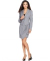 A draped, wrap-like skirt gives Nine West's petite skirt suit a fresh, stylish spin.