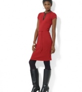 Rendered in fine-ribbed cotton, Lauren Ralph Lauren's versatile petite dress is designed with a belted waist to guarantee a perfect fit everytime.