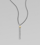 From the Nile Collection. A stunning vertical bar of sterling silver set with sparkling white topaz and accented in glowing goldplating, on a bold silver chain.White topazSterling silverGoldplatedChain length, adjusts from about 16-18Pendant length, about 1¼Lobster claspImported