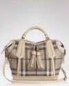 Burberry Tote - Smoked Check Woven Leather Medium Ellers