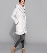 Tahari ensures that you can keep warm and not lose your feminine charm with this chic down coat. Smocking and ruching create a flattering, chic look on this winter staple. (Clearance)