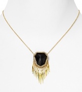 Introduce a dash of gothic glamour to your look with Alexis Bittar's onyx-decked pendant. Slip on this statement piece after dark to give cocktail looks a contemporary edge.