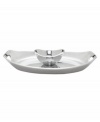 At once graceful and modern, this aluminum chip and dip reflects great taste at every meal. A radiant oval tray with sloping sides and handle cutouts holds an equally chic bowl for serving guacamole, salsa, or spinach dip. From Dansk's collection of serveware and serving dishes.