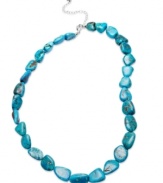 Add bohemian flavor and a lot of color. Avalonia Road's chunky necklace features asymmetrical turquoise stones (86 ct. t.w.) set in sterling silver. Approximate length: 20 inches + 3-inch extender.